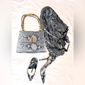 Matching set shoes, scarf and purse